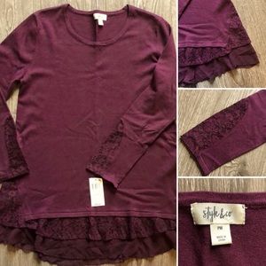 Style & Co Long-sleeve Tunic with Lace Detail
